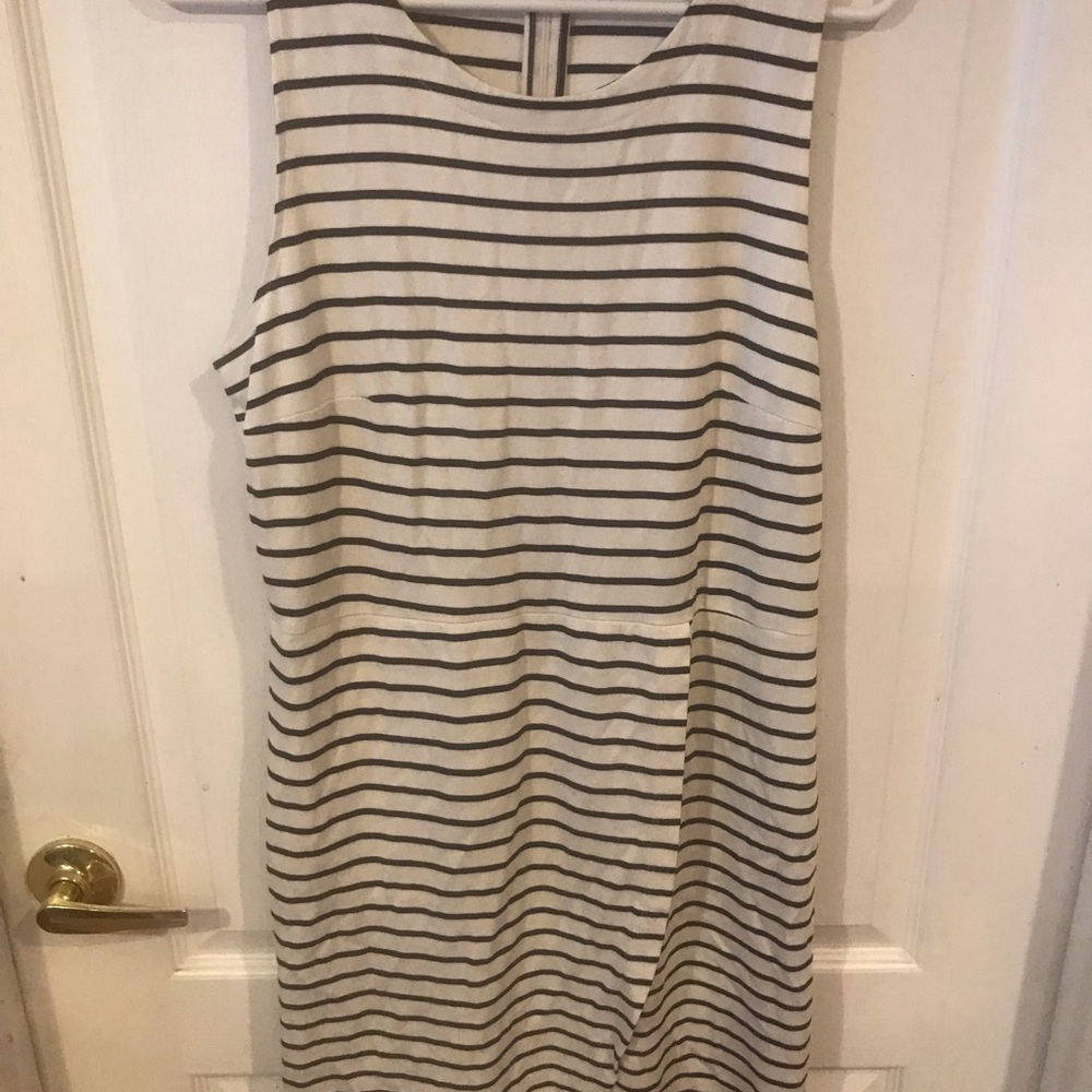 LOFT Black and White Sheath Midi Dress